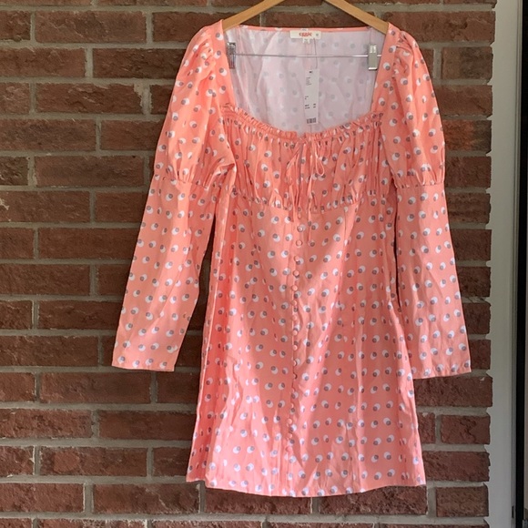 UO X Eggie orange Zen button front mini dress - Picture 2 of 10